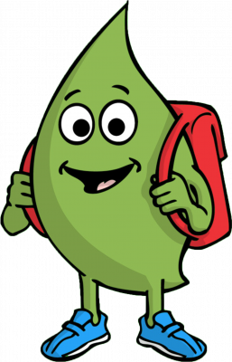 Spencer with a red backpack